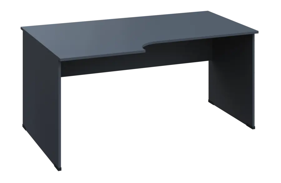 ERL 28 - 166 stůl kancelářský, rohový, levý, dřevěná podnož, deska 25 mm, široký 1600 mm, antracit